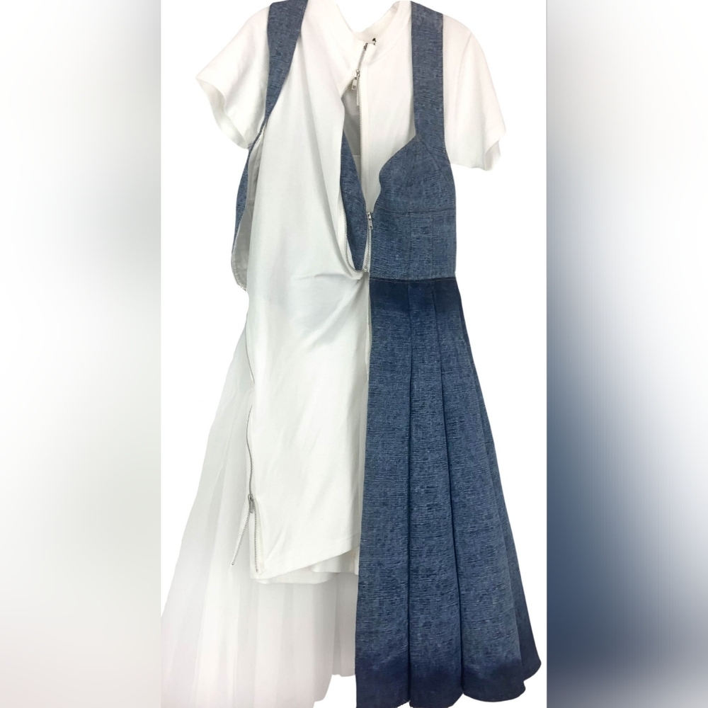 Junya Watanabe X Comme Des Garcons Multicolored Pleated Denim And Tulle Dress